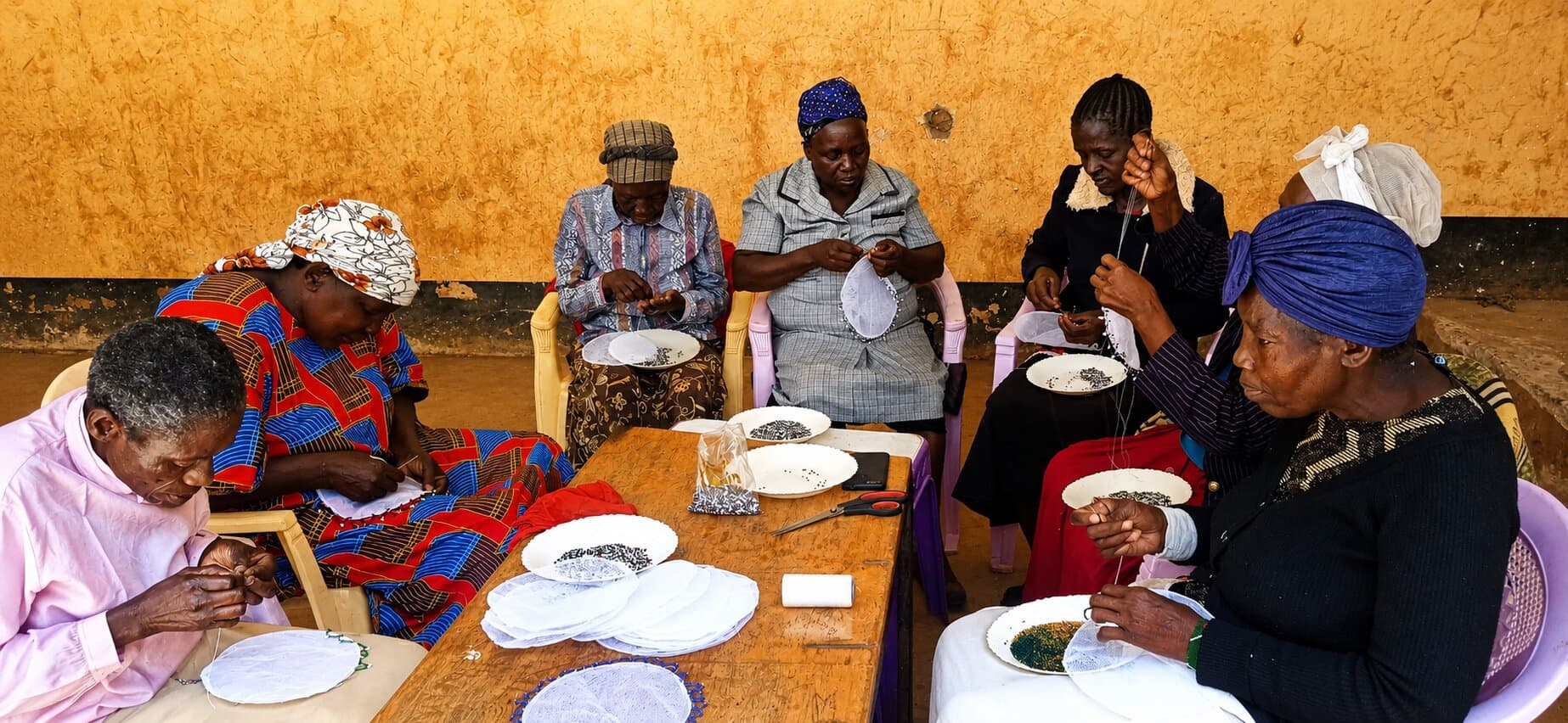 Group beading and knitwork