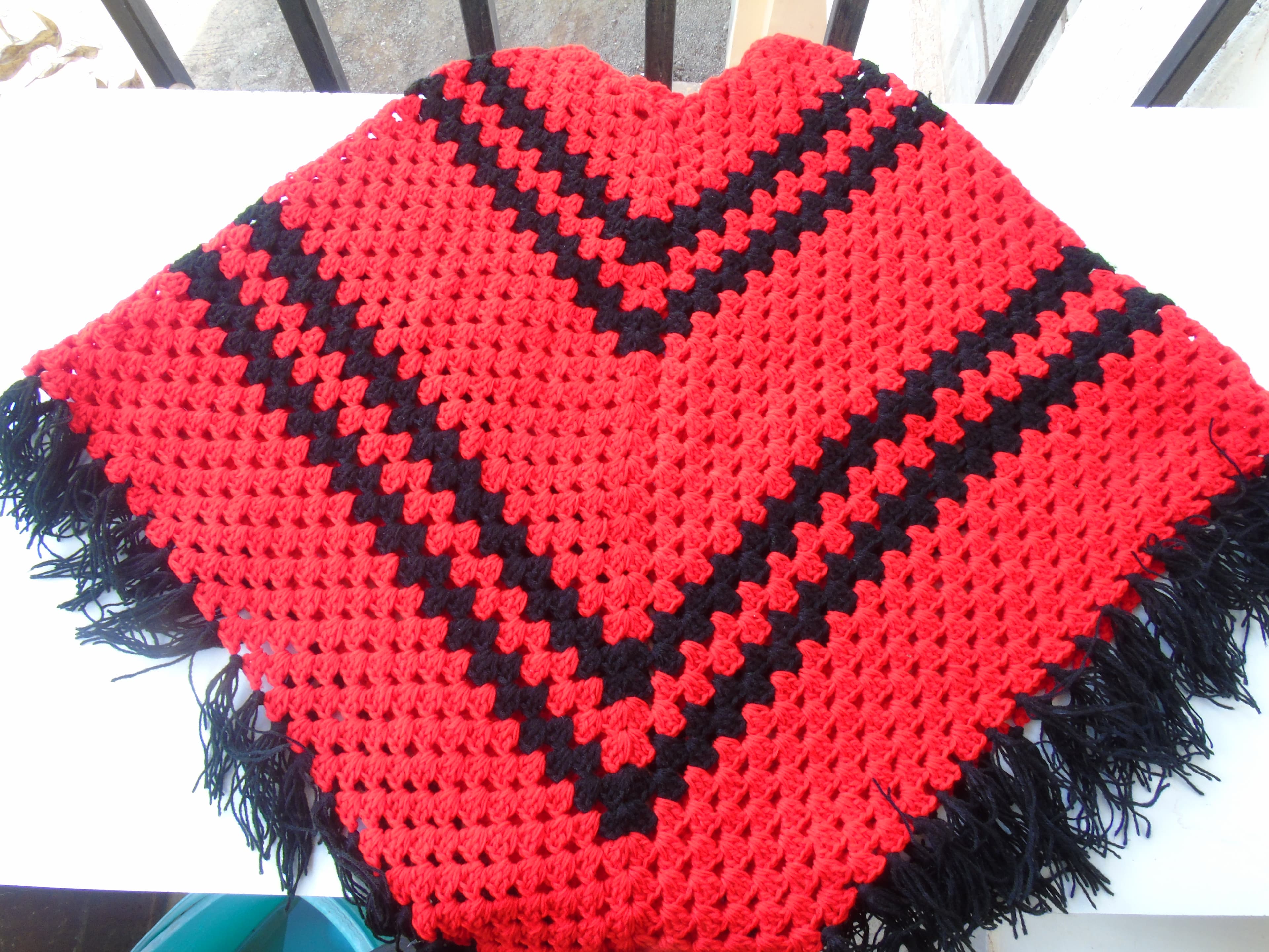 Red Kniited Poncho